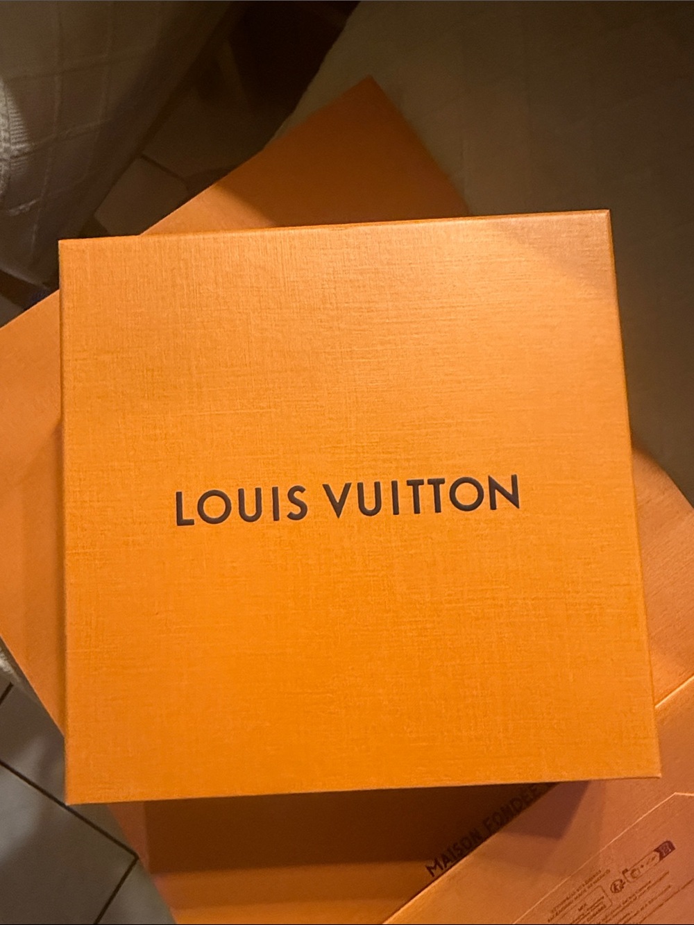 Louis Vuitton Orange Shopping Bag with Navy Ribbon